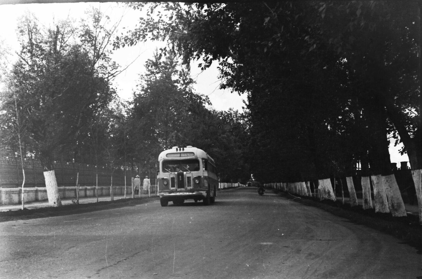 Наземный общественный транспорт. 69 ppsiz.ru 1959-1960 год Плотина Автобус маршрута 65 бараков городок Металлургов
