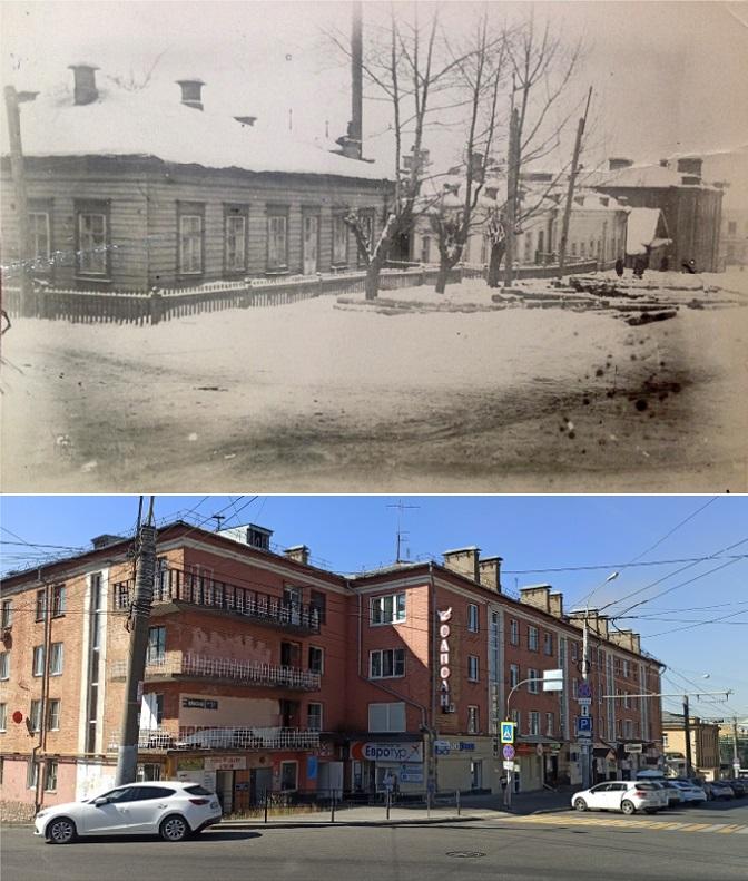 Было-стало Перекрёсток Ленина и Красной юго-западный угол 1925-2022